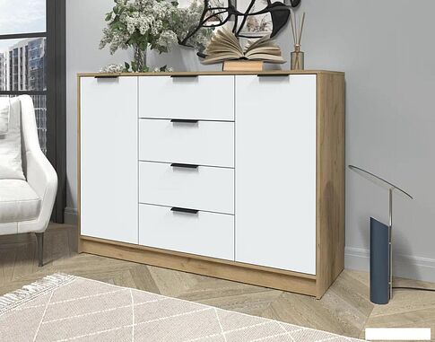 Тумба Интерлиния Концепт КТ-Т140 (белый платинум/дуб золотой)