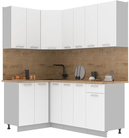 Готовая кухня Интерлиния Мила Лайт 1.2x1.9 (белый платинум/белый платинум/дуб бунратти)