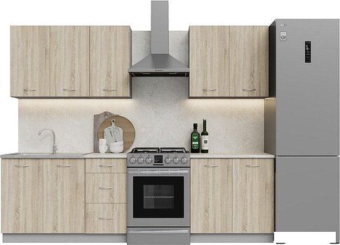 Готовая кухня Кортекс-мебель Корнелия Лира 2.0 (дуб сонома/королевский опал)