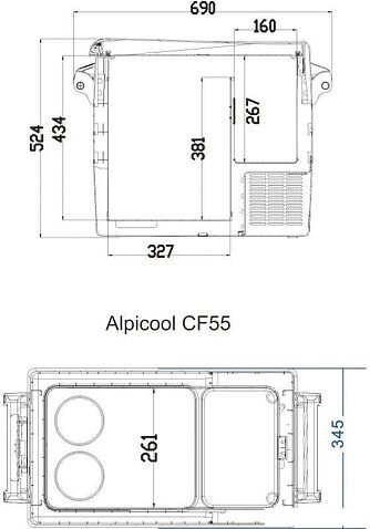 Компрессорный автохолодильник Alpicool CF55 (без адаптера 220В)