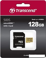 Карта памяти Transcend microSDXC 500S 128GB + адаптер