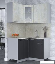 Готовая кухня Интерлиния Мила 12x12 (бетон лайт-антрацит-опал светлый)