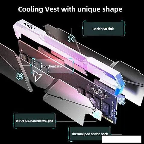 Оперативная память Netac Shadow RGB 2x16ГБ DDR4 3200МГц NTSRD4P32DP-32E
