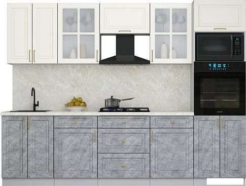 Готовая кухня Интерлиния Мила Шато 2.8В (белый/керамика/опал светлый)