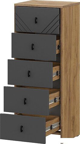 Комод Mio Tesoro Байкал 5 ящиков (дуб золотистый/графит)