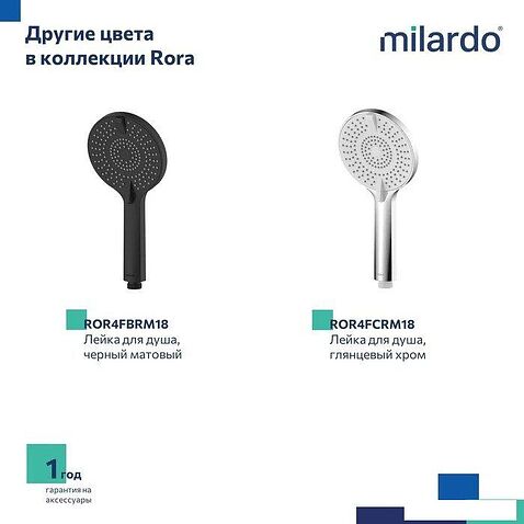 Душевая лейка Milardo Rora ROR4FWRM18 (белый матовый)