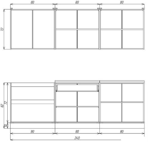 Готовая кухня ЭлиГард Lion 2.4 (сосна каньон/дуб каньон/малага)