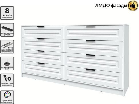 Комод Интерлиния Концепт КТ-К197 Деко (белый платинум/белый)