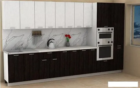 Готовая кухня ЭлиГард Lion 3.6 (белый структурный/дуб марбург/королевский опал)