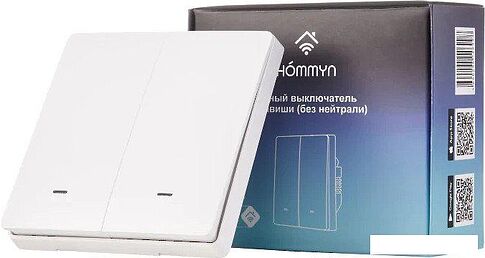 Выключатель Hommyn zigbee 2 клавиши SWZBNN02W (без нейтрали)