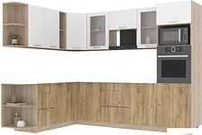 Готовая кухня Интерлиния Мила 1.88x2.8 левая без столешницы (белый платинум/дуб золотой)