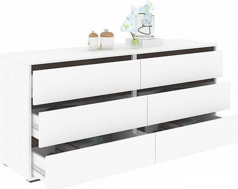 Комод Кортекс-мебель Бари 160 6ш (белый/белый/береза)