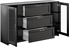 Тумба Mio Tesoro Сириус 2 двери со стеклом и 3 ящика 156x95 2.02.03.370.5 (дуб венге) Тумба Mio Tesoro Сириус 2 двери со стеклом и 3 ящика 156x95 2.02.03.370.5 (дуб венге)