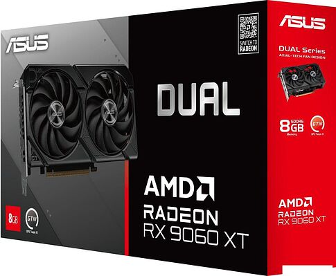 Видеокарта ASUS Dual Radeon RX 9060 XT 8GB GDDR6 DUAL-RX9060XT-8G