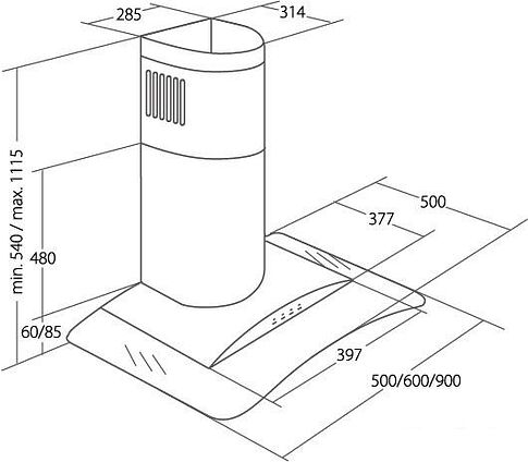Кухонная вытяжка Akpo Largo 90 WK-4 (нержавеющая сталь)