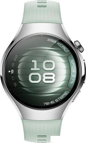 Умные часы Huawei Watch 5 42 мм (серебристый, с зеленым силиконовым ремешком, международная версия)