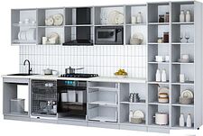 Готовая кухня Интерлиния Мила Gloss 3.7-ПМ2 (асфальт глянец/красный глянец/кастилло темный)