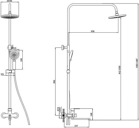 Душевая система Potato P35274-7