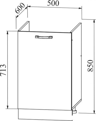 Шкаф напольный ДСВ Тренто СМ 500 правый (серый/белый)