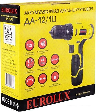 Дрель-шуруповерт Eurolux ДА-12/1Li 72/14/37 (с 1-им АКБ)