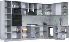 Готовая кухня Интерлиния Мила Лайт 1.68x3.4 правая (бетон лайт/дуб веллингтон/опал светлый)