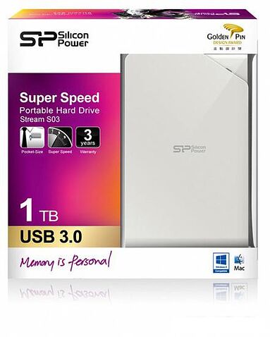 Внешний жесткий диск Silicon-Power Stream S03 1TB White (SP010TBPHDS03S3W)