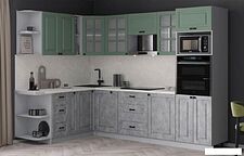 Готовая кухня Интерлиния Мила Деко 1.88x2.8 LV (керамика/мята/опал светлый)