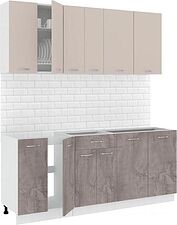 Готовая кухня Кортекс-мебель Корнелия Лира-лайт 1.9м без столешницы (капучино/оникс)