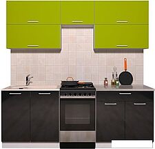 Кухня Интерлиния Мила Gloss 50-21 (яблоко/черный глянец)