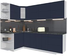 Готовая кухня Интерлиния Мила Матте 1.5x2.5 А левая (индиго/индиго глянец/кастилло темный)