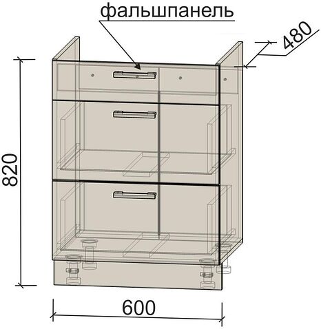 Шкаф напольный Интерлиния Компо НШ60ВП (бетон портленд)