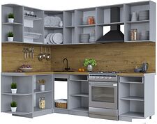 Готовая кухня Интерлиния Тренд 1.5x2.5 левая (океан/океан/дуб бунратти)