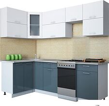Угловая кухня Интерлиния Мила Gloss 50-12x24 (белый/асфальт глянец) Угловая кухня Интерлиния Мила Gloss 50-12x24 (белый/асфальт глянец)