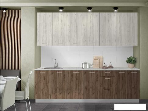 Готовая кухня Артём-Мебель Эльза СН-114 без стекла ДСП 2.6м (дуб крафт белый/дуб крафт табачный)