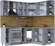 Готовая кухня Интерлиния Тренд 1.7x2.1 правая (мята/мята/дуб бунратти)