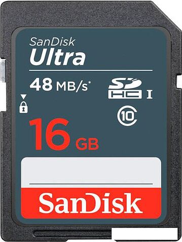 Карта памяти SanDisk Ultra SDHC Class10 16GB [SDSDUNB-016G-GN3IN]