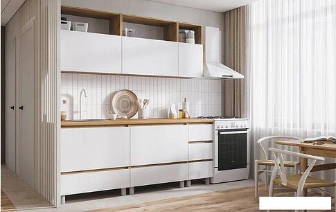 Готовая кухня Стендмебель Хелен 2.0 (белый шагрень/дуб крафт золотой)