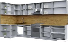 Готовая кухня Интерлиния Берес 1.5x3.6 левая (дуб снежный/дуб королевский/серый каспий)