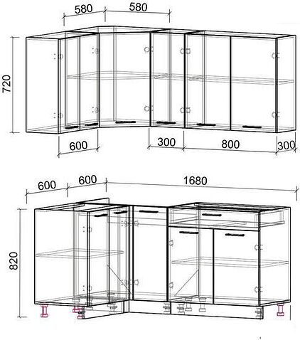 Готовая кухня Интерлиния Мила Лайт 1.2x1.7 без столешницы (белый платинум)