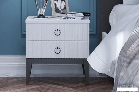 Тумба Ангстрем Хилтон спальня ХТ-302.03 (Д) исп.3 (Д1, белый премиум)