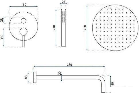 Душевая система  Rea Lungo REA-P4111 (розовое золото)