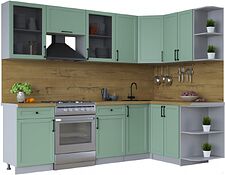 Готовая кухня Интерлиния Тренд 1.5x2.6 правая (мята/мята/дуб бунратти) Готовая кухня Интерлиния Тренд 1.5x2.6 правая (мята/мята/дуб бунратти)