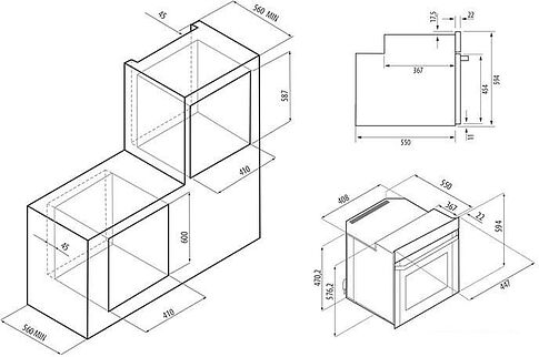 Газовый духовой шкаф Krona Stretto 45 WH