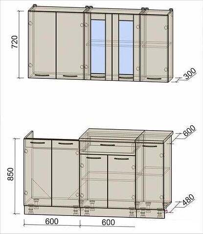 Готовая кухня Интерлиния Мила 15 (антрацит/серебро)