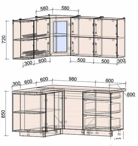 Готовая кухня Интерлиния Мила Матте 1.5x1.6 А правая (белый-белый-кастилло тёмный)