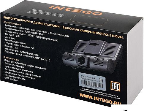 Автомобильный видеорегистратор Intego VX-315DUAL
