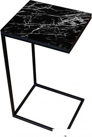 Приставной столик Древпром М86 ДП1-03-04 34x30x61 (фотопечать мрамор черный)
