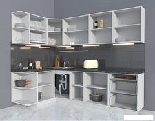 Готовая кухня Интерлиния Мила Матте 1.5x2.6 А правая (белый-белый-кастилло тёмный)