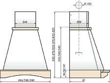 Кухонная вытяжка Elikor Ротонда 90П-650-П3Д (бежевый/дуб коричневый)