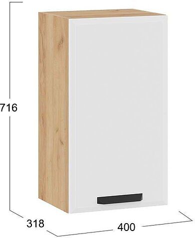 Шкаф навесной Трия Тиана 1В4 (дуб крафт золотой/белый супермат)